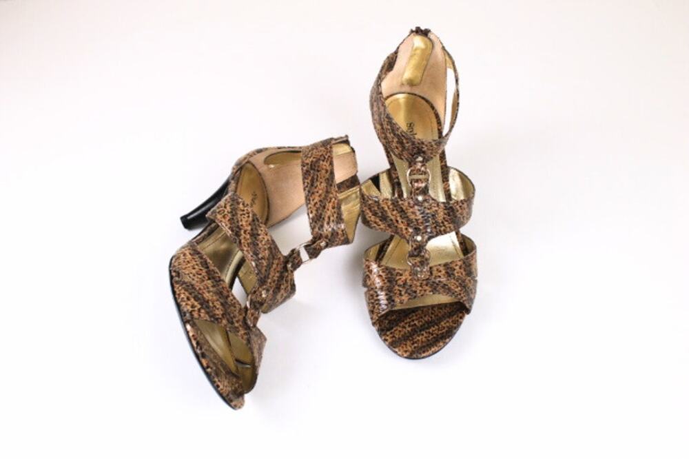 Style & Co Dressy Sandals Size 8 Shoes Snake Print Strappy Stacked Heel NWOT